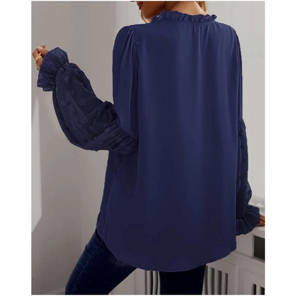 Boho Swiss Dot Sheer Sleeve Ruffle Blouse - Picture 14 of 14